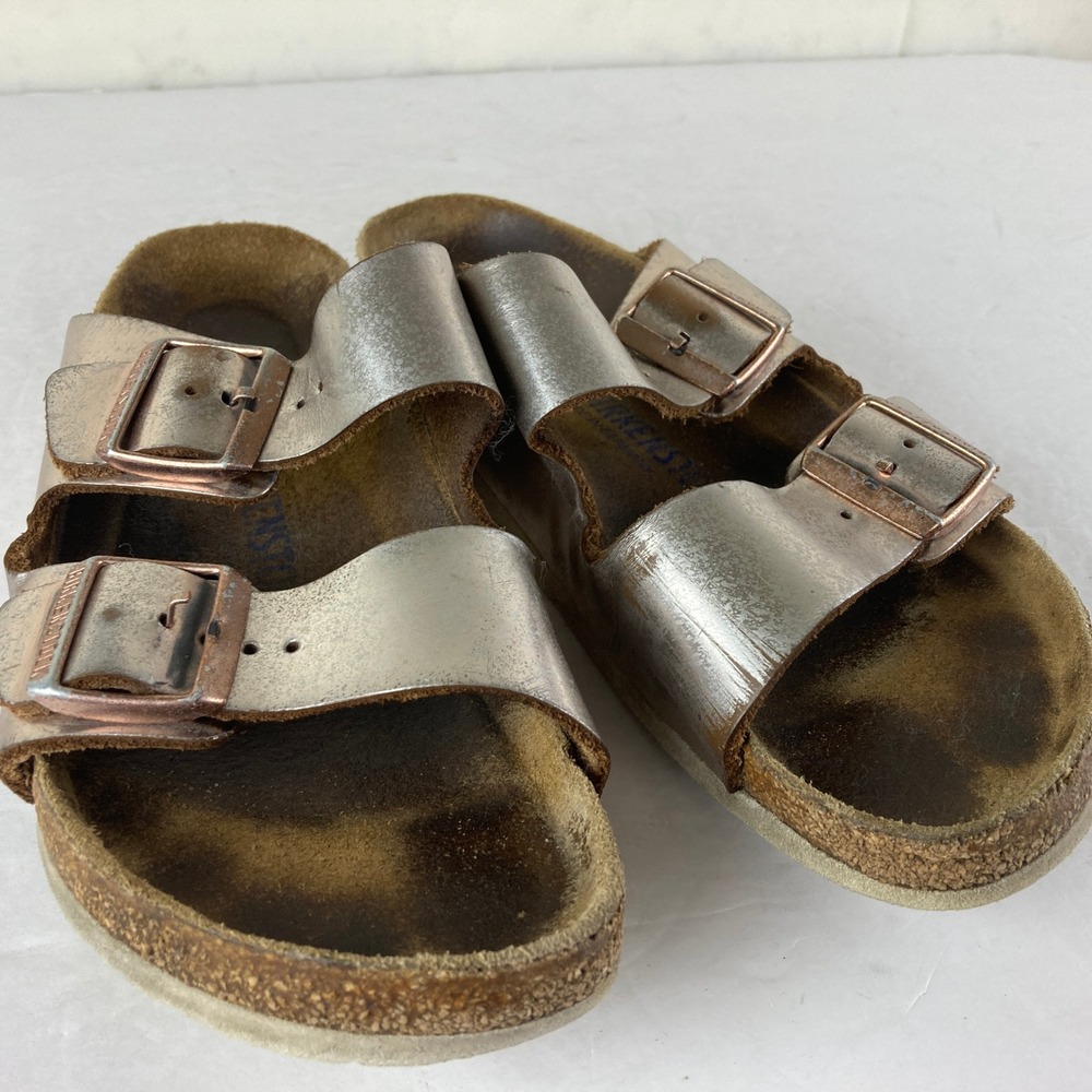 Birkenstock Arizona‎ Sz 8.5 Rose Gold Big Buckle Comfort Sandals Boho Grunge - Picture 4 of 9